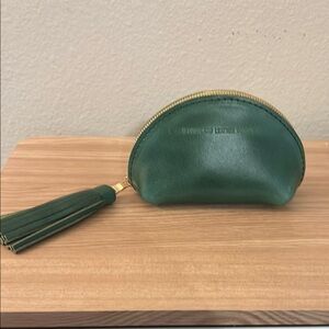 Portland Leather Goods Forest Green Cosmetic Bag with Zipper and Tassel